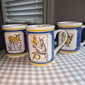 Astrological Zodiac Ceramic Mug - Blue & Yellow Capricorn Design